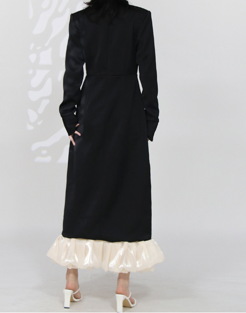 tailored midi dress with crystal accents and ruffled hem – ECLIPSE