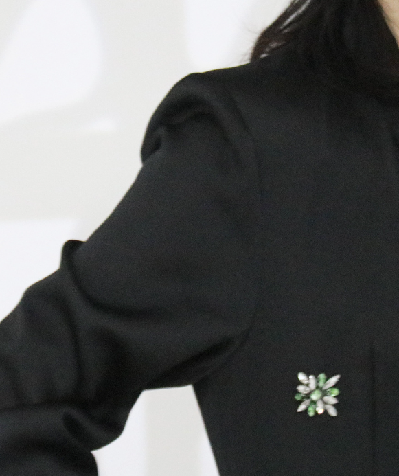 tailored midi dress with crystal accents and ruffled hem – ECLIPSE