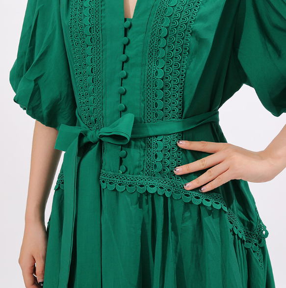 embroidered tiered maxi dress with waist tie – VERDANA