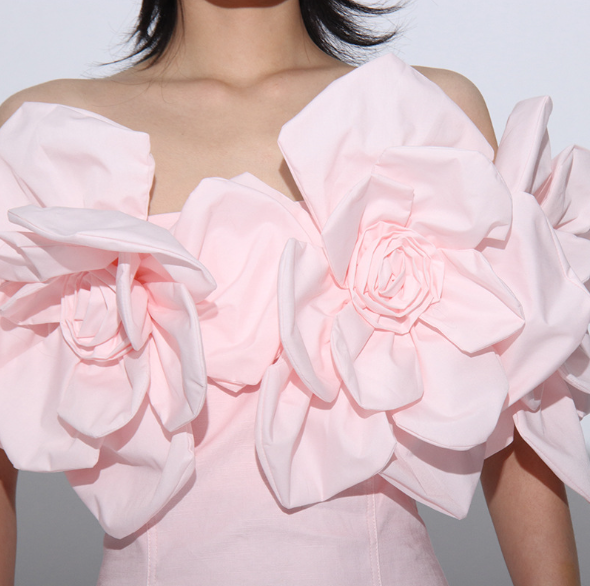 off-shoulder maxi dress with sculpted floral bodice – ROSÉA