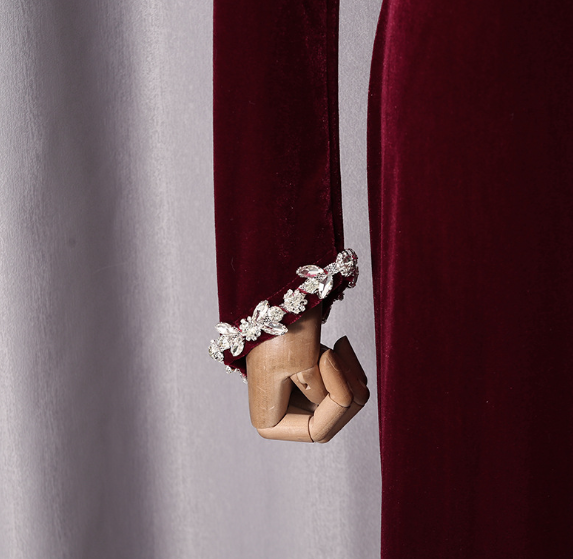 embellished velvet midi dress with crystal motif – NOCTURNE