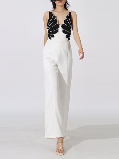 contrast appliqué wide-leg jumpsuit – SHINNY