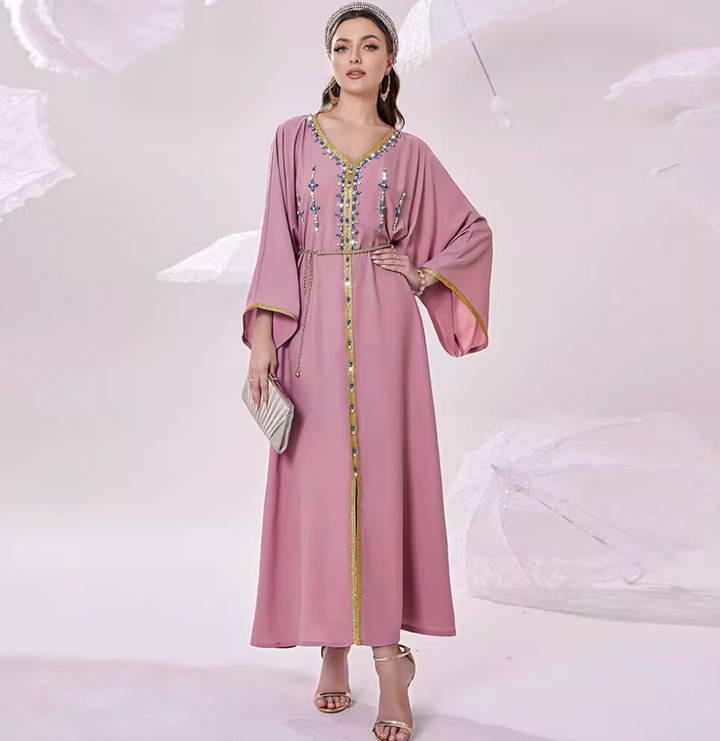 Elegant Long Sleeve Maxi Dress with Soft Drape – SERENIA