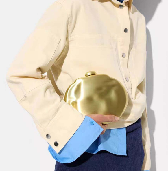 round metallic clutch with chain strap – AURELIA