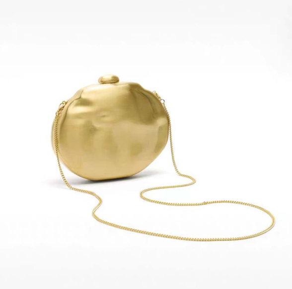 round metallic clutch with chain strap – AURELIA