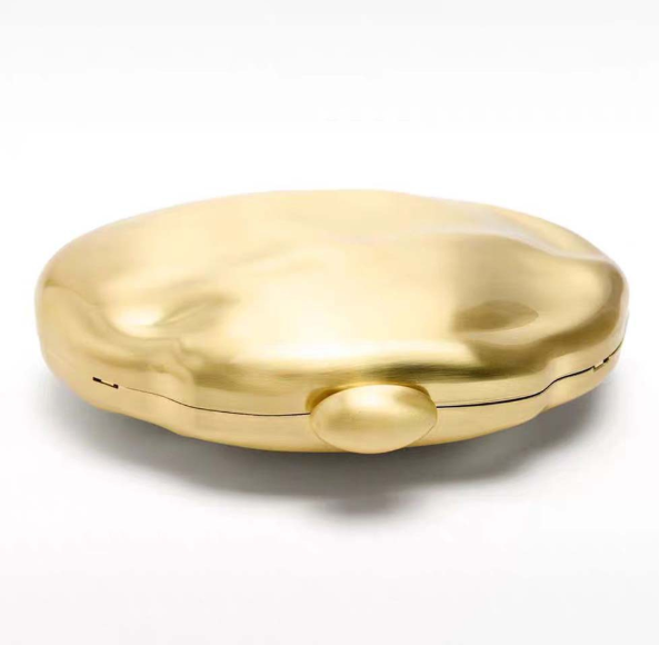 round metallic clutch with chain strap – AURELIA