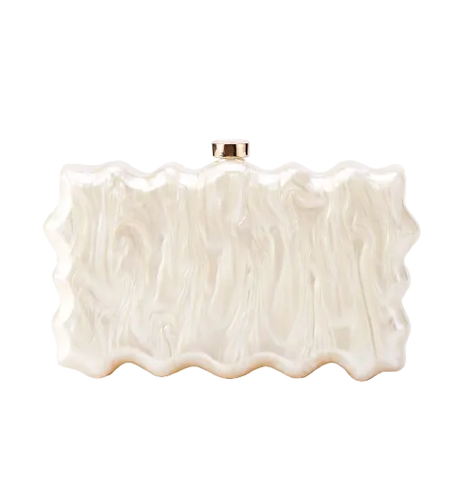sculpted pearl-effect clutch with wave edges – ELYSIA