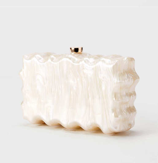 sculpted pearl-effect clutch with wave edges – ELYSIA