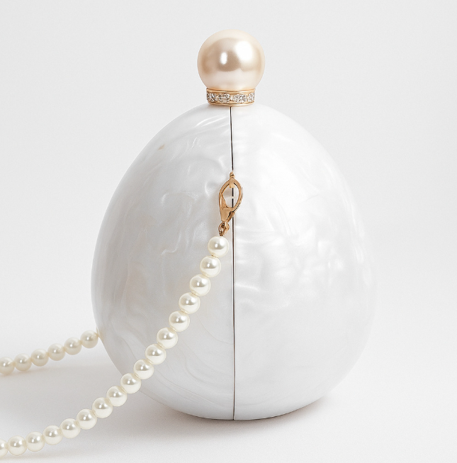 oval pearl-effect clutch with pearl strap – PERLA