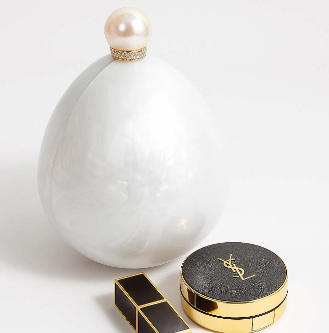 oval pearl-effect clutch with pearl strap – PERLA