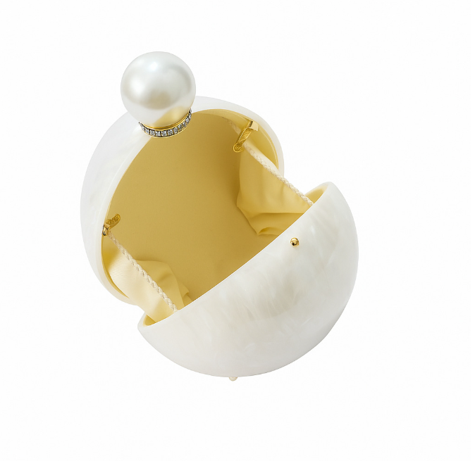 oval pearl-effect clutch with pearl strap – PERLA