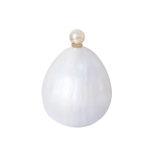 oval pearl-effect clutch with pearl strap – PERLA