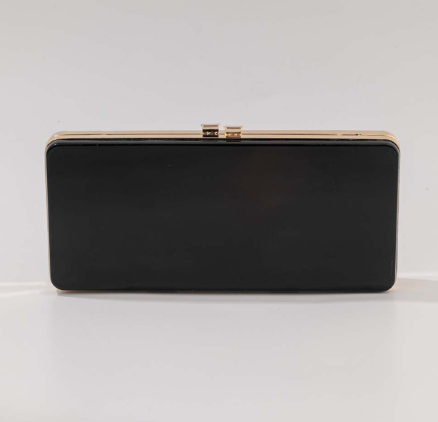 sleek rectangular box clutch with gold frame – DLTIE