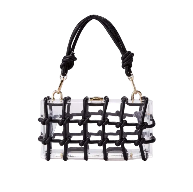 transparent box handbag with knotted rope details – LUCENT