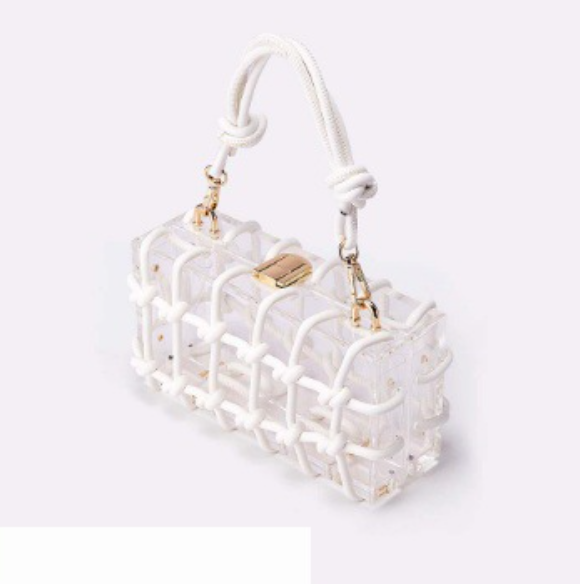 transparent box handbag with knotted rope details – LUCENT