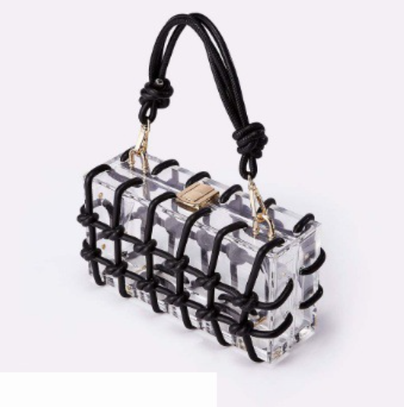 transparent box handbag with knotted rope details – LUCENT