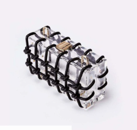 transparent box handbag with knotted rope details – LUCENT