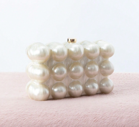 embossed bubble-effect box clutch – VERDE