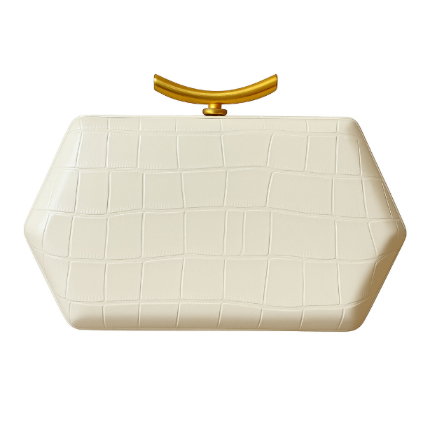 croco-embossed hard-case clutch with gold clasp – BORDEAUX