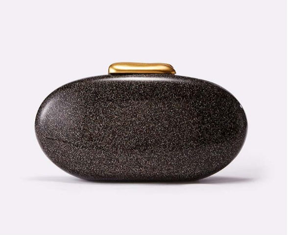 pearl-effect oval clutch with gold clasp – LUNARAX