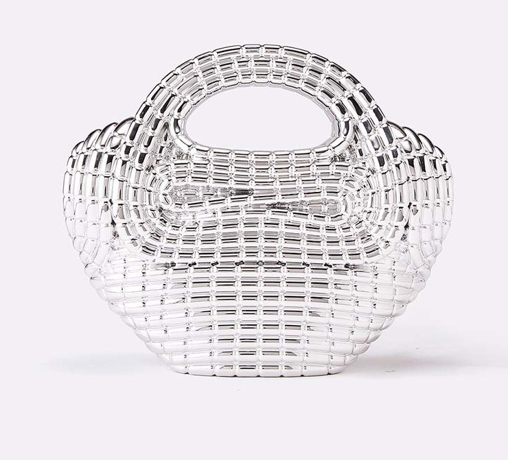 woven metallic top-handle clutch – AURUM