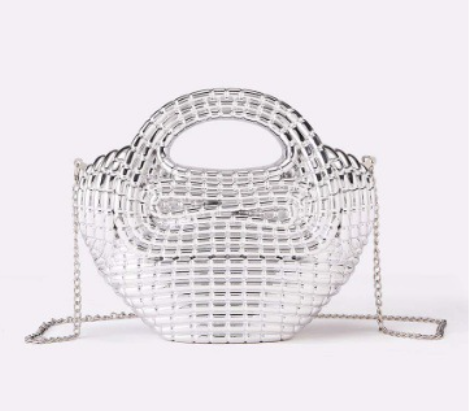 woven metallic top-handle clutch – AURUM