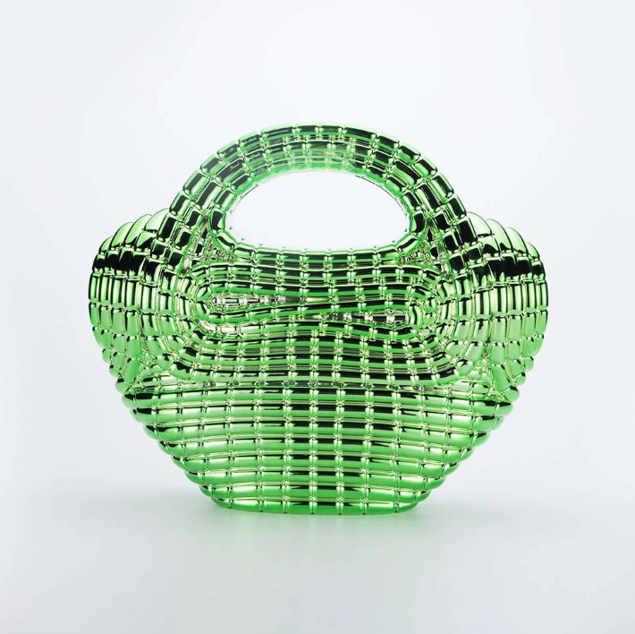 woven metallic top-handle clutch – AURUM