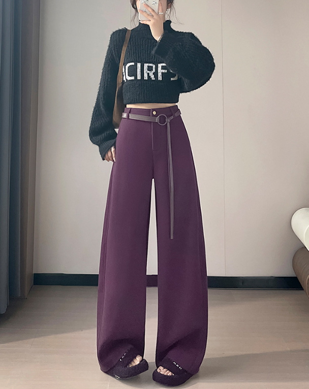 high-waist wide-leg trousers with statement belt – SUCCOF