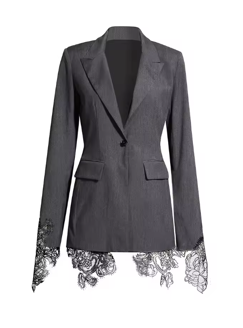 lace-hem tailored blazer – ELYRA