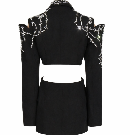 crystal-embellished cut-out blazer – AURORA