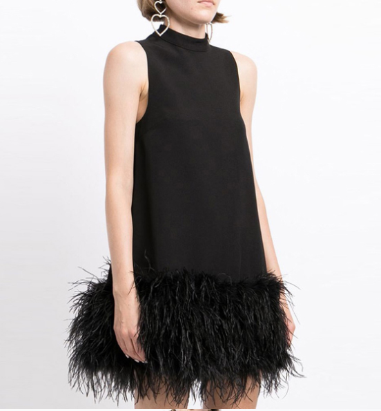 sleeveless feather-hem shift dress – FLOWLY