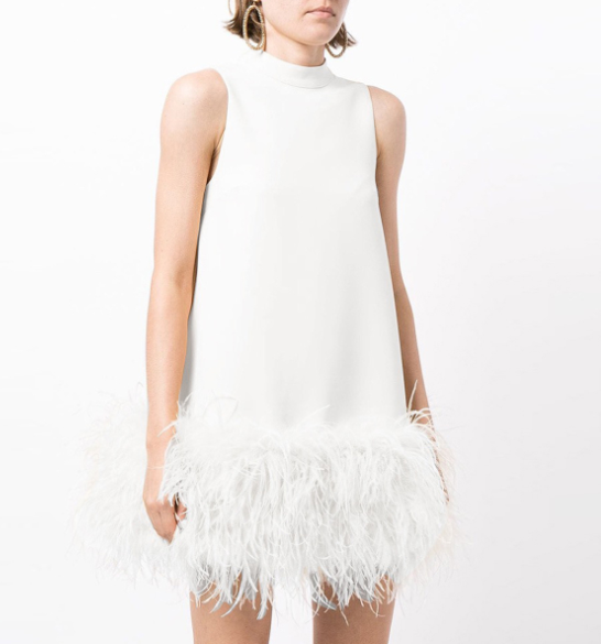 sleeveless feather-hem shift dress – FLOWLY