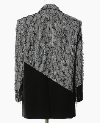 asymmetric layered blazer with textured mesh overlay – OBSCURA