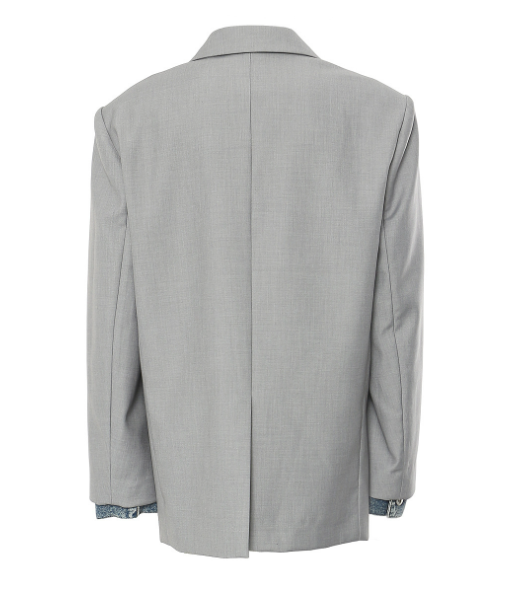 tailored blazer with denim patch pocket and contrast lining – HYBRID