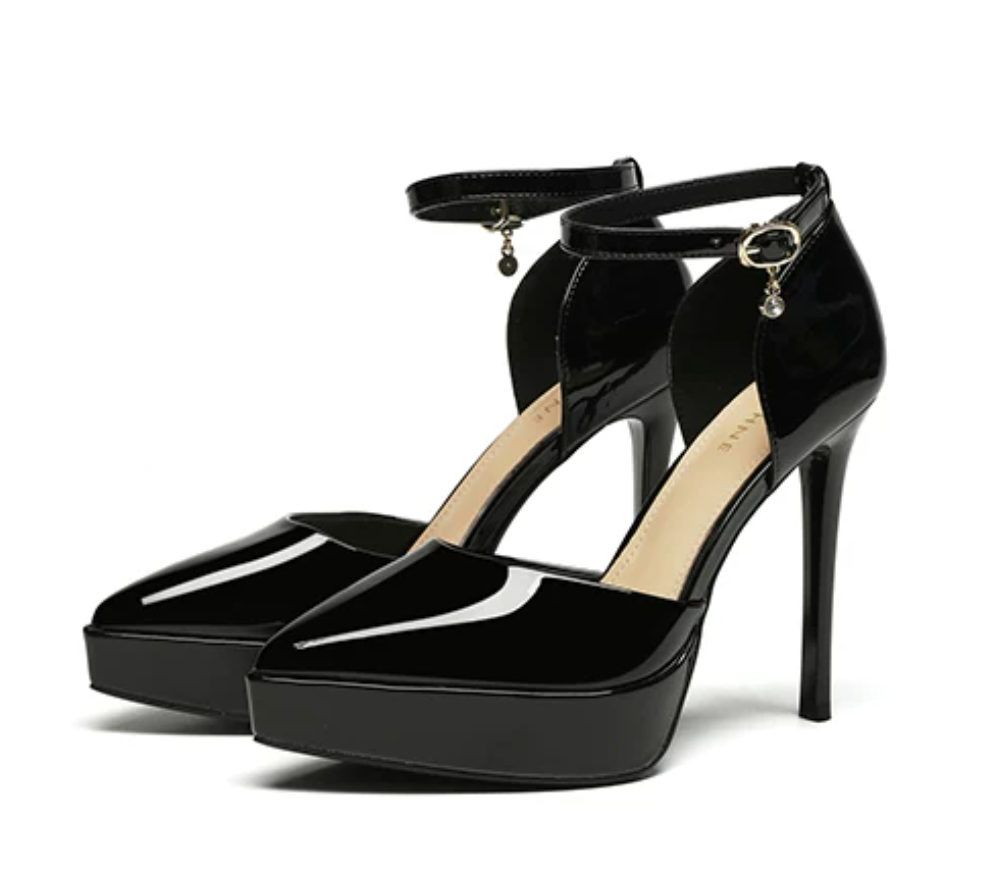 Patent Ankle-Strap Platform Pumps – NOIRELLE