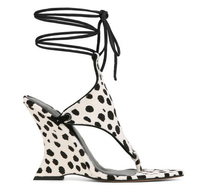 Lace-Up Sculpted Heel Sandals - Elara