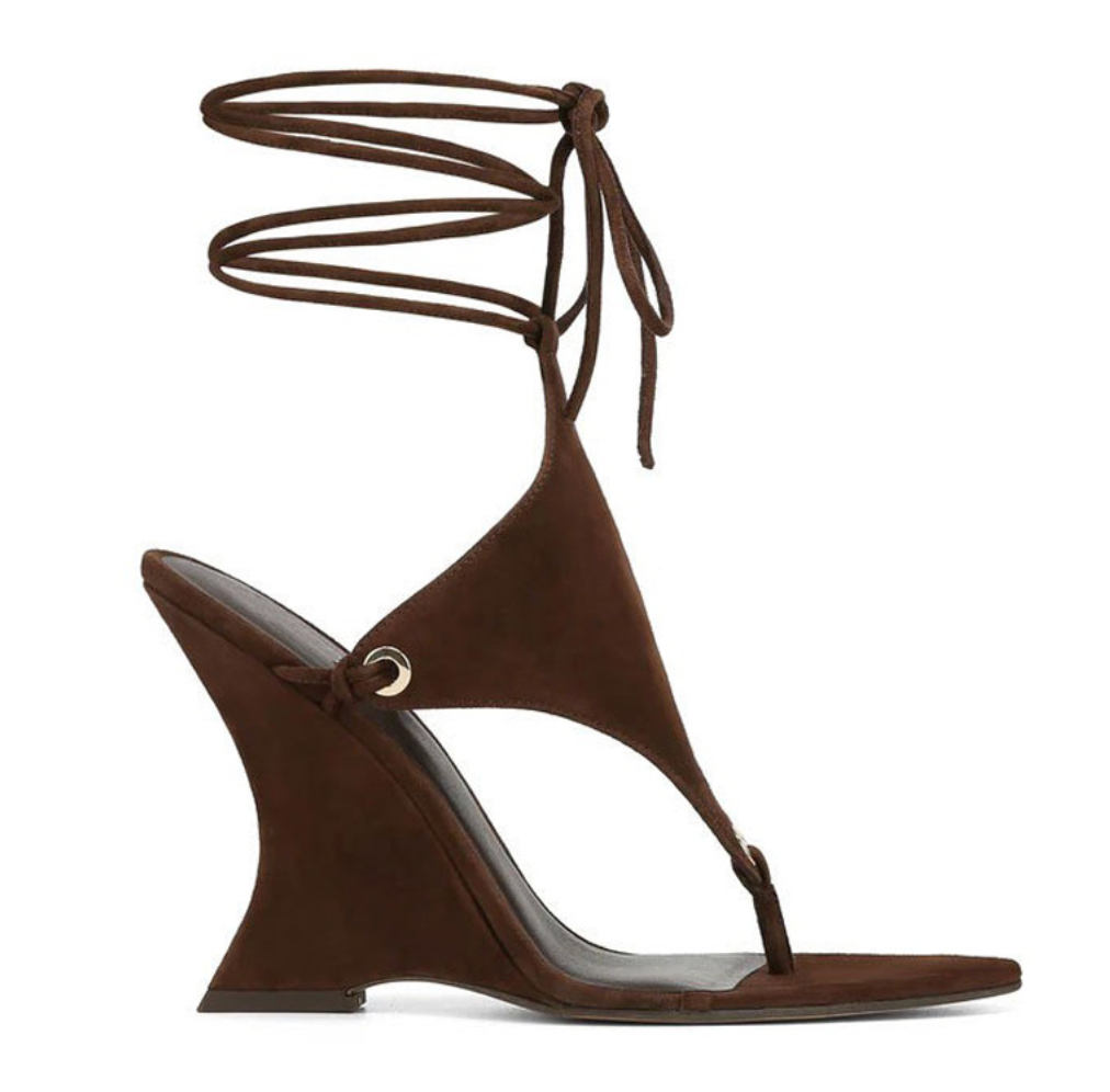 Lace-Up Sculpted Heel Sandals - Elara