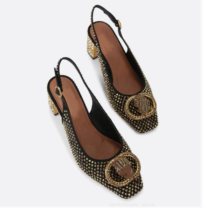 Studded Slingback Block Heel Pumps - Gildessa
