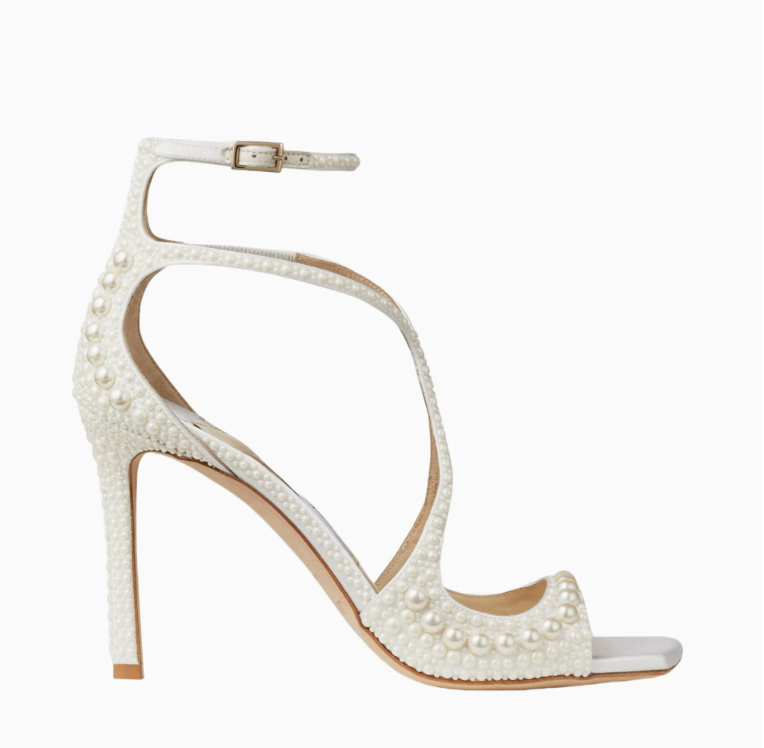 Pearl Embellished Strappy Stiletto Sandals - Pearlesse