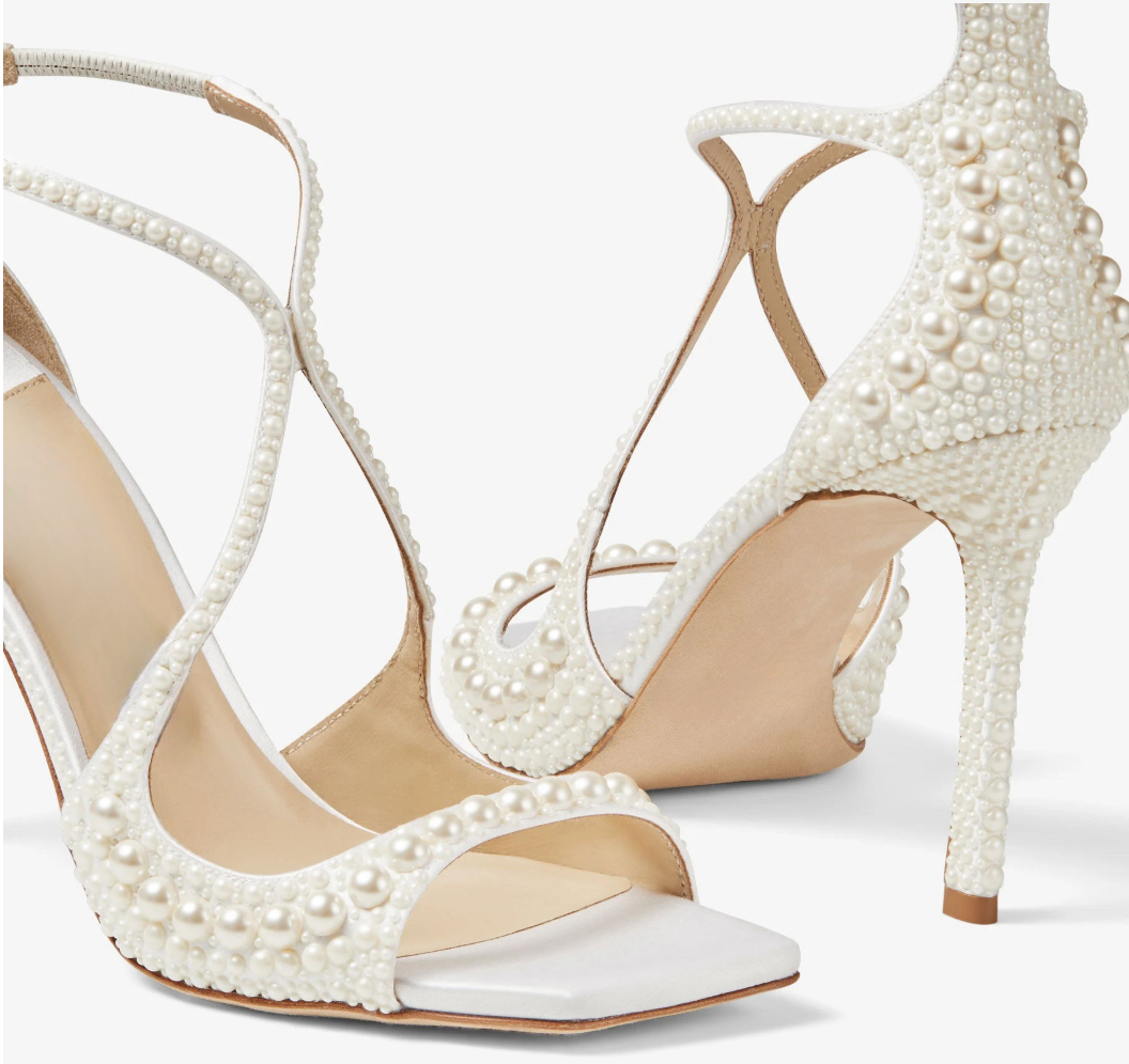 Pearl Embellished Strappy Stiletto Sandals - Pearlesse