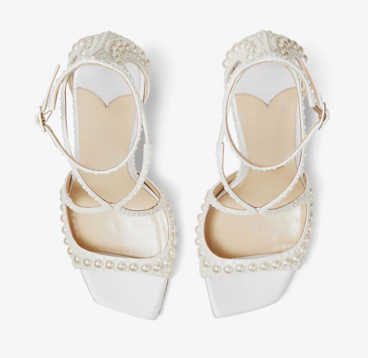 Pearl Embellished Strappy Stiletto Sandals - Pearlesse