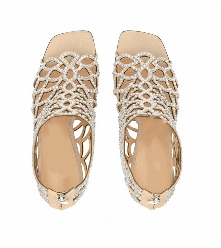 Crystal Cutout Stiletto Ankle Boots - Vantessa