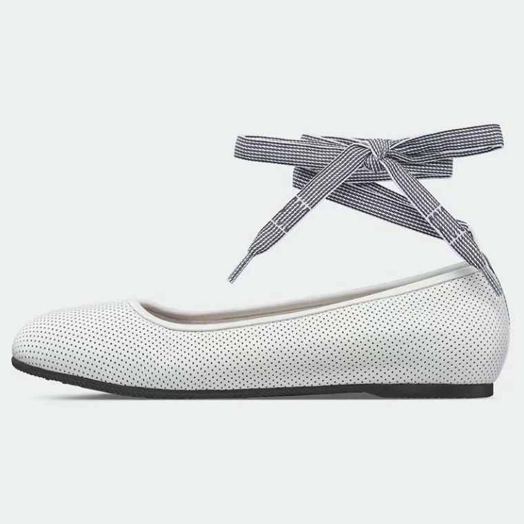 Perforated Lace-Up Ballet Flats - Arlisse