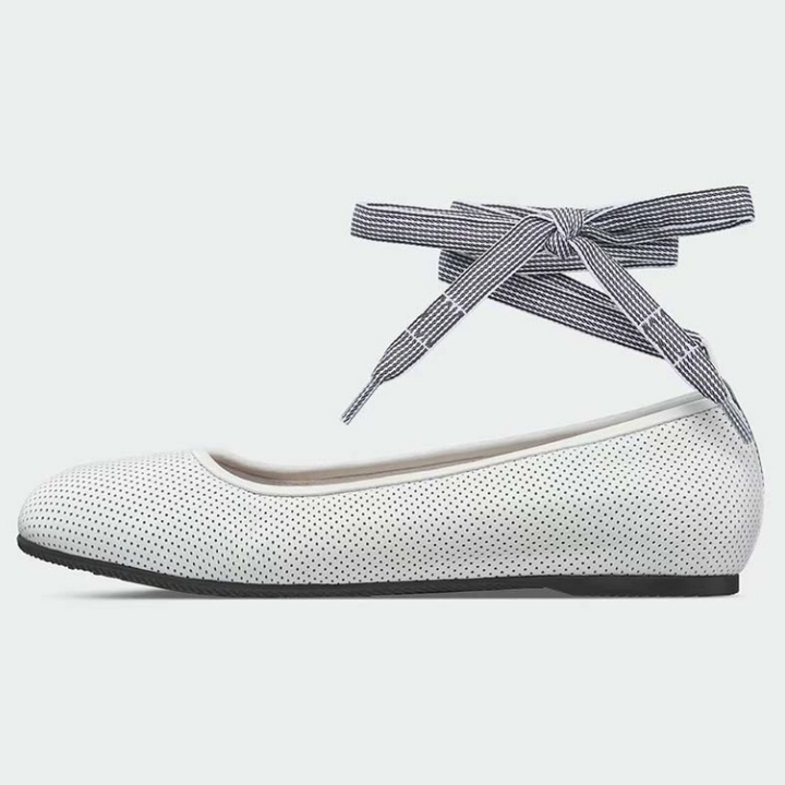Perforated Lace-Up Ballet Flats - Arlisse