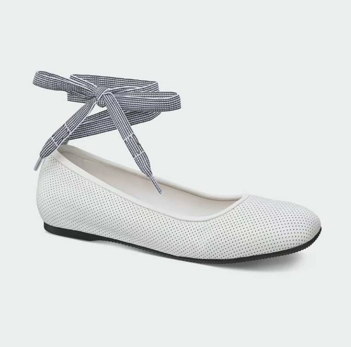 Perforated Lace-Up Ballet Flats - Arlisse