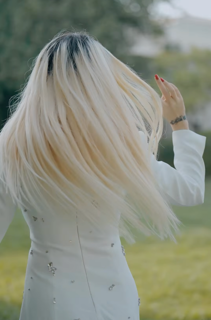 embellished long-sleeve column gown – Jolan