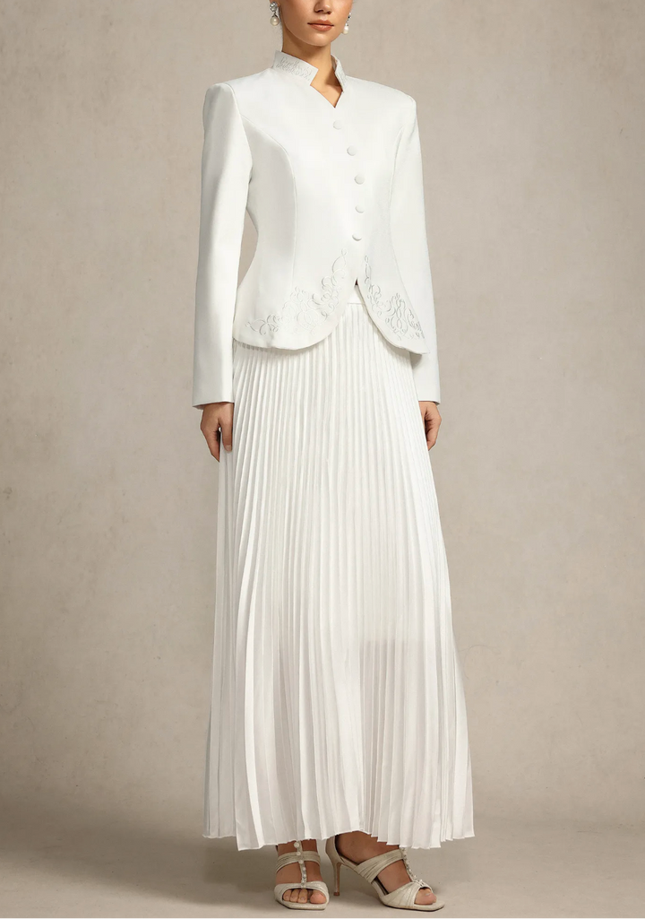 تنورة ماكسي مطوية مع بليزر مطرز – روبينا