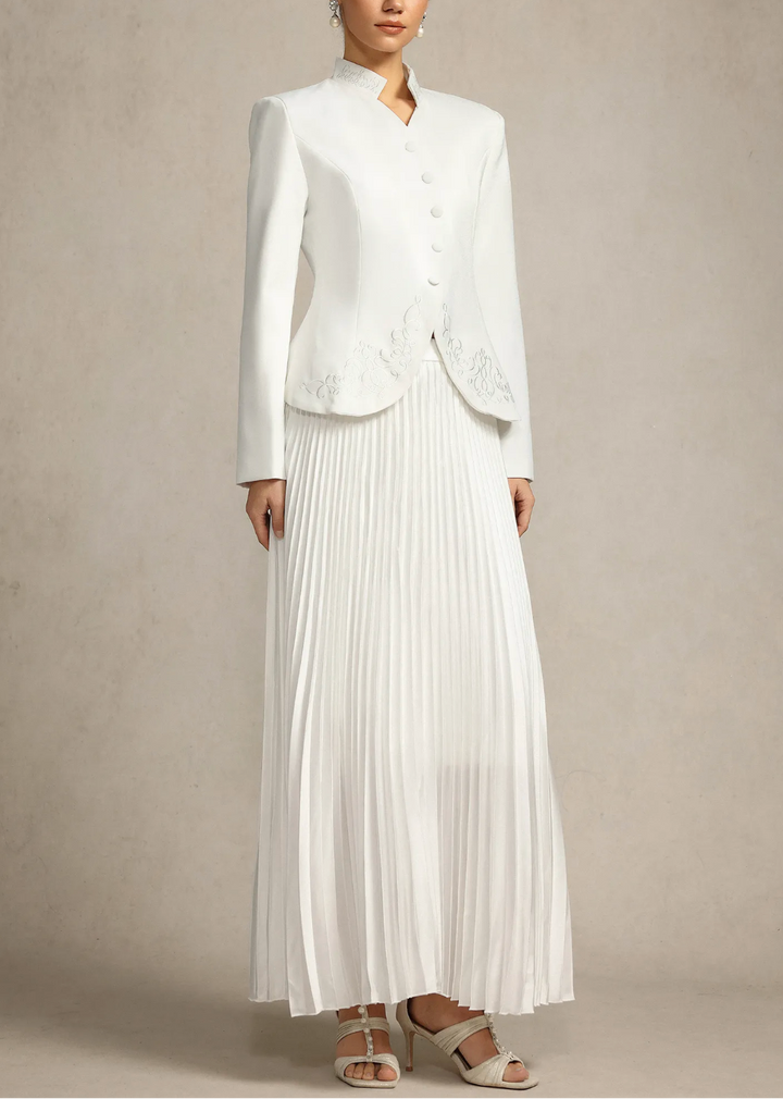 تنورة ماكسي مطوية مع بليزر مطرز – روبينا