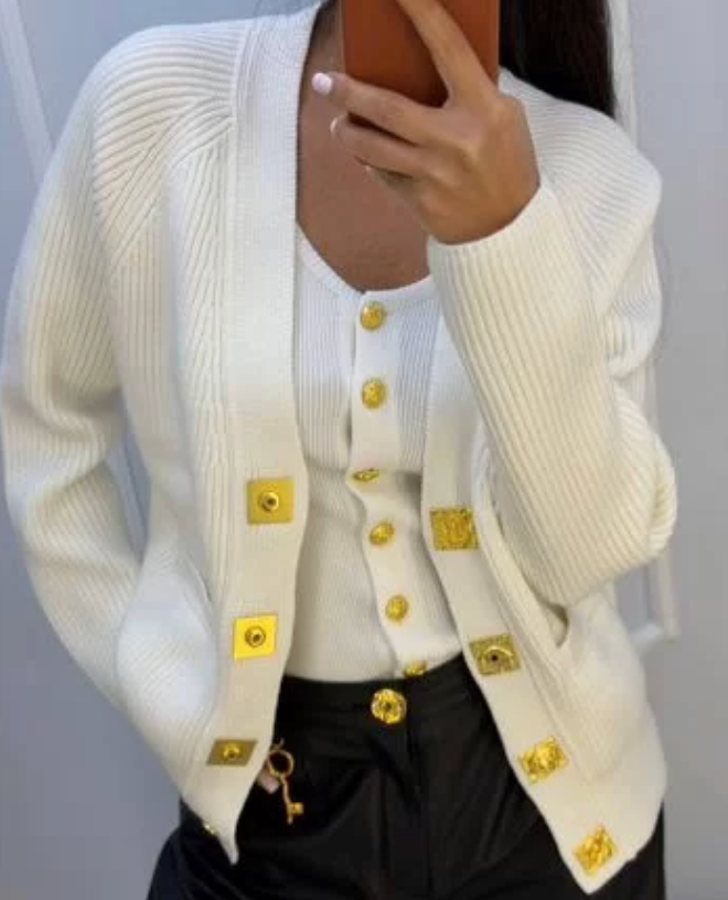 Geplooide top met uitlopende mouwen en maxi-rok set met tailleband – Rosiny 