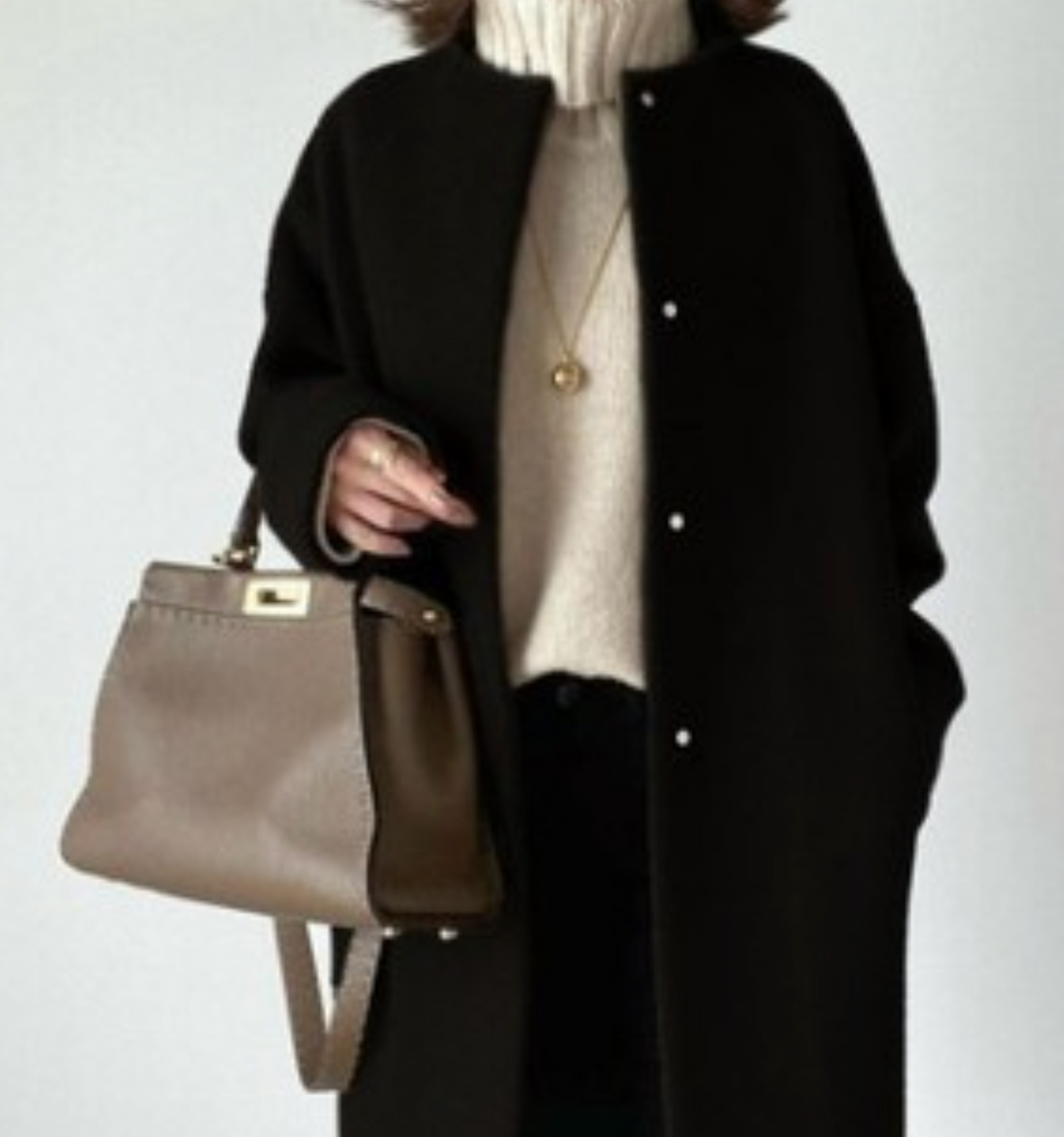 minimal wool-blend coat – IVORY BEIGE
